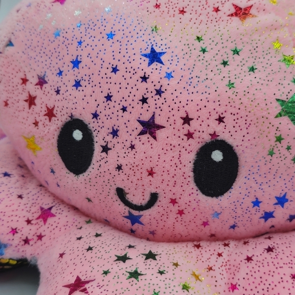Flippy's Octopus Series 2 Flashy Pink Rainbow Stars & Black Octopus Plush - Picture 6 of 6